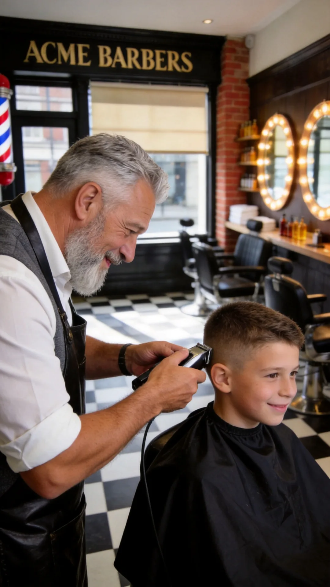 A clean fade for a younger client at Acme Barbers