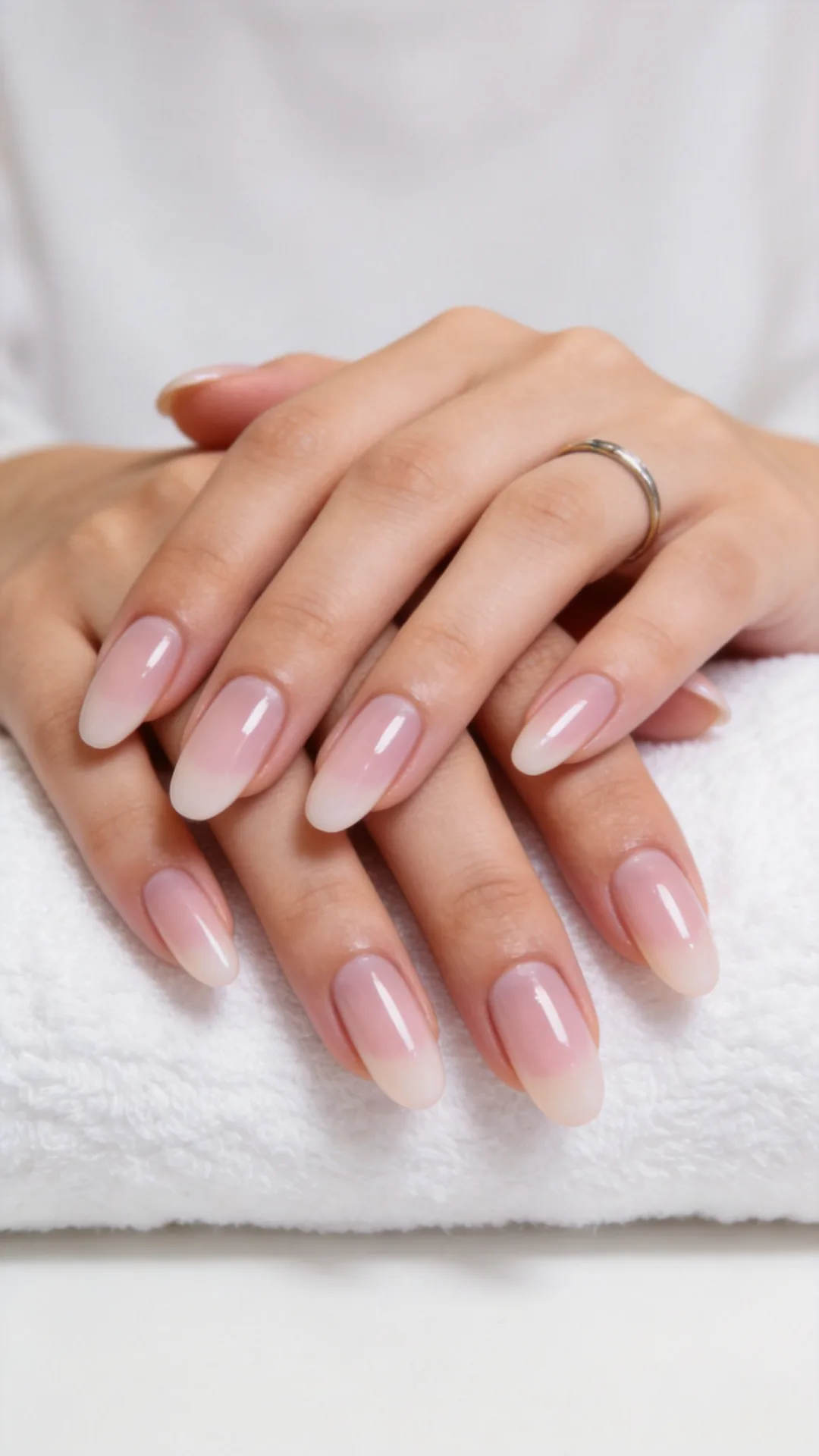 BIAB Overlay - soft pink builder gel on natural nails