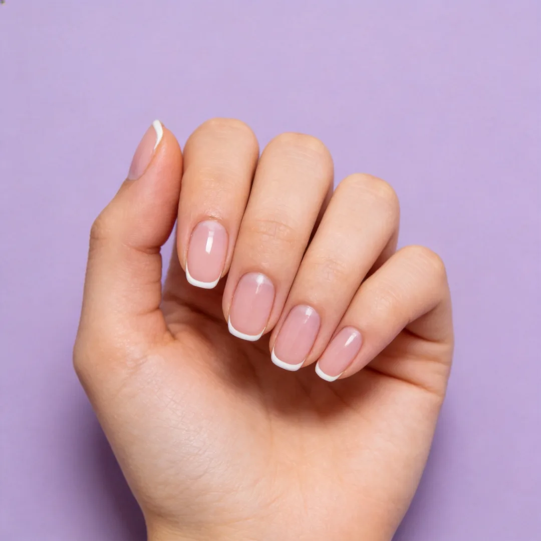 Colour wall - classic French with micro-thin tips