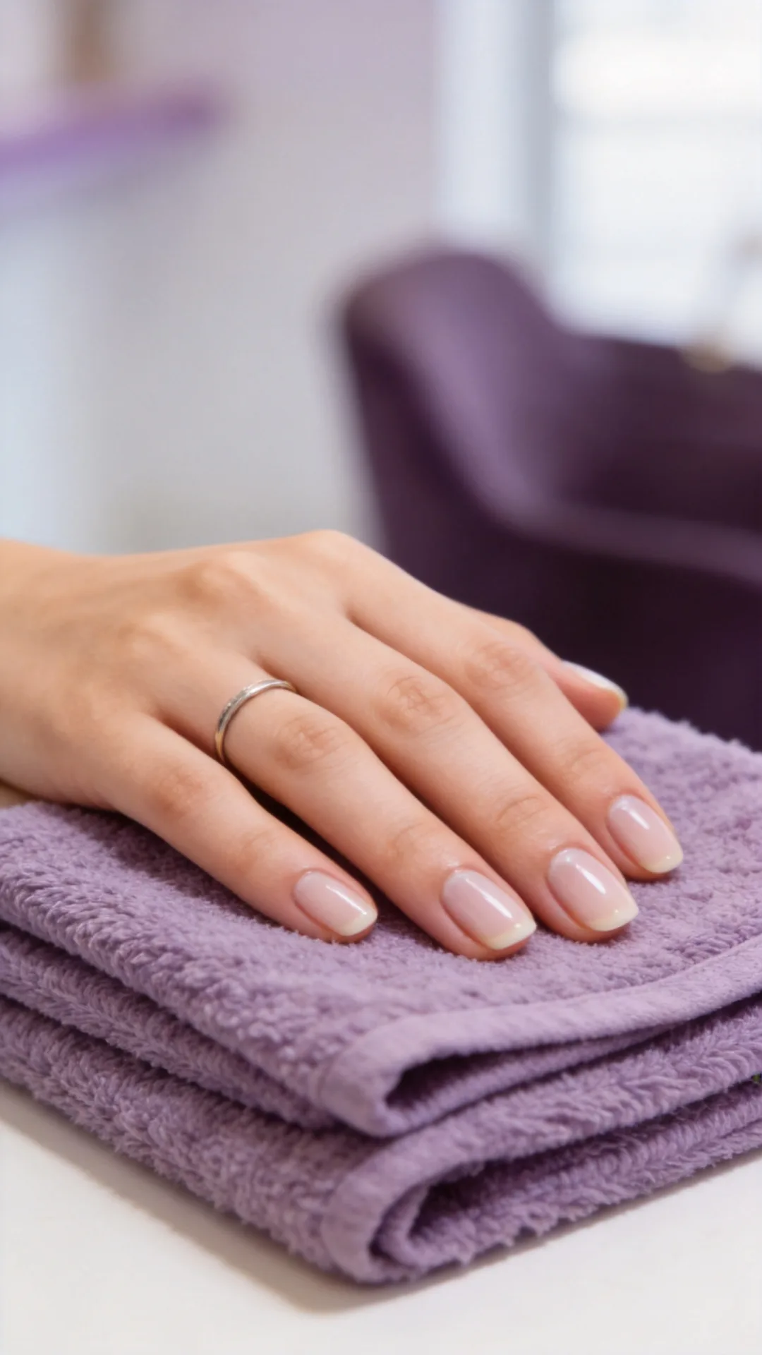 Classic Manicure - clean neutral polish on short natural nails