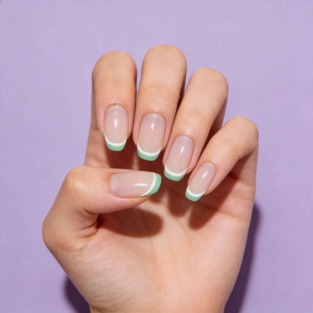 Colour wall - mint green French tips