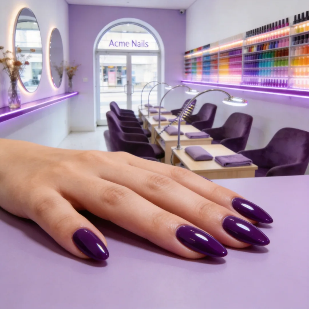 Gel Manicure - glossy violet gel set