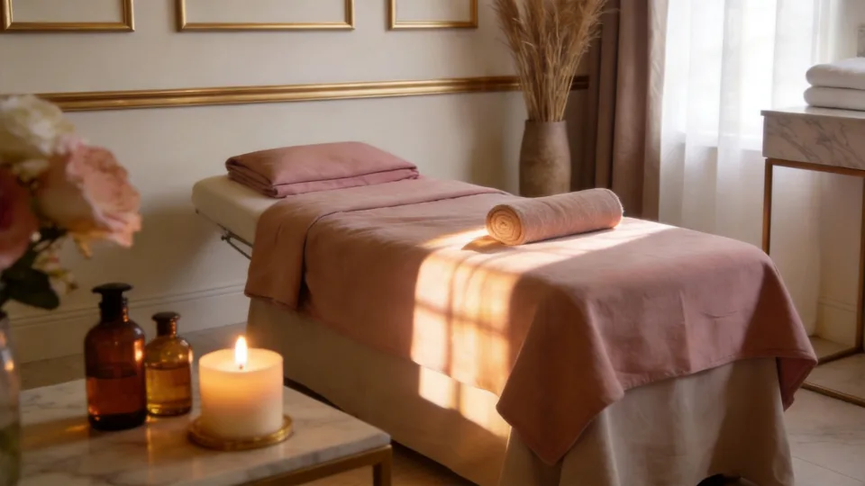 The treatment couch, dressed and ready