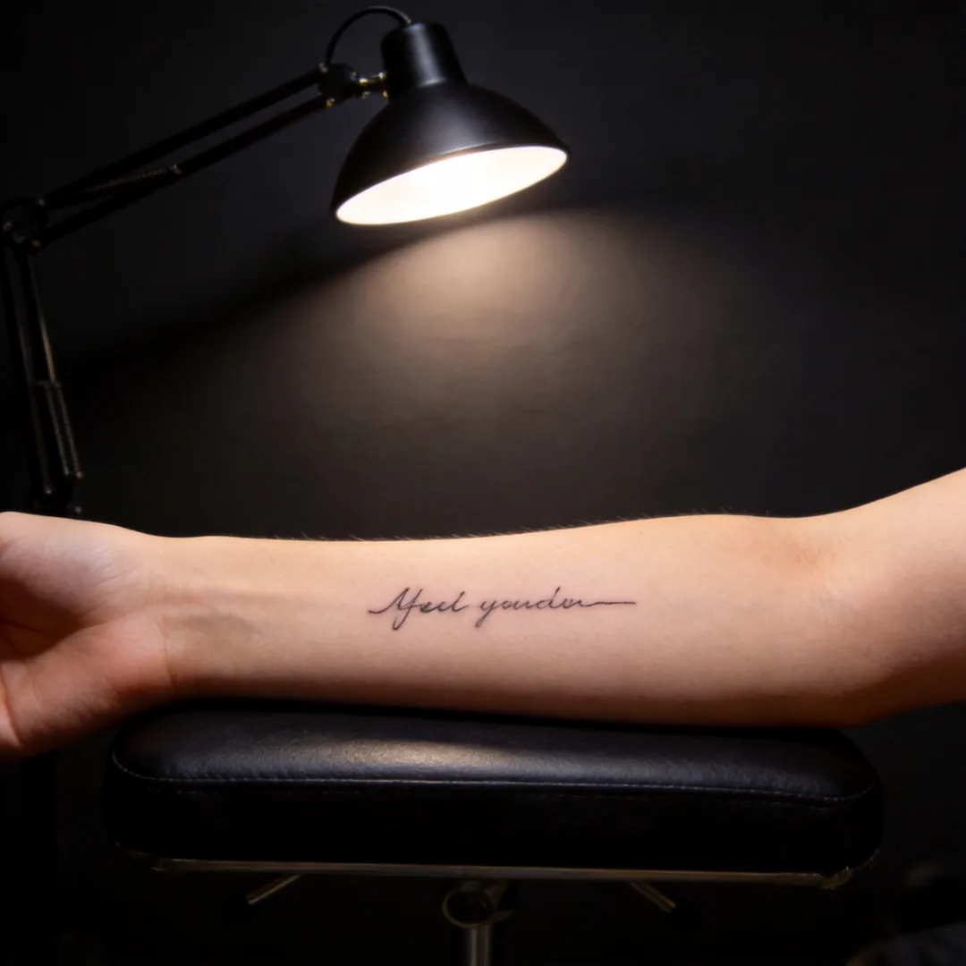 Healed work - fine micro-script lettering