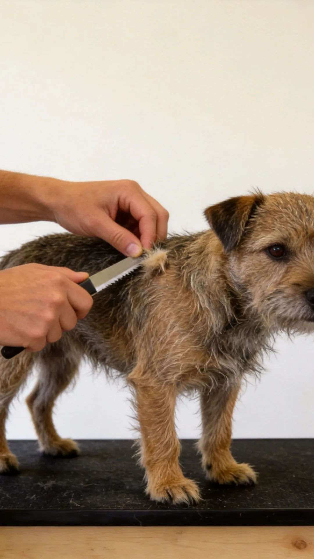 Hand stripping a terrier coat