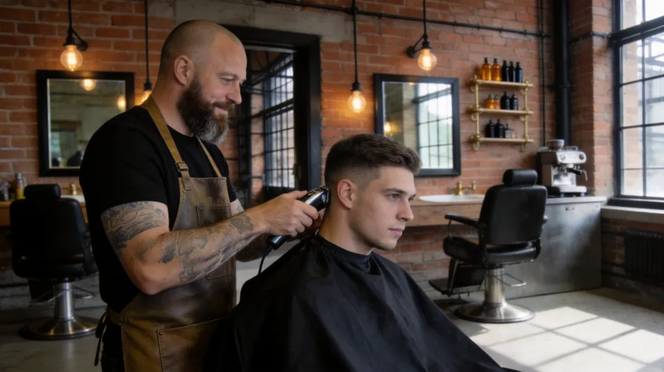 Dan working a skin fade at Ironside Barber Co.